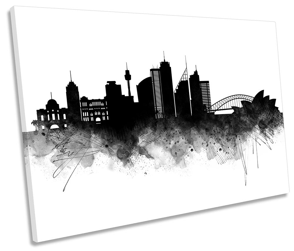 Sydney Abstract City Skyline Black