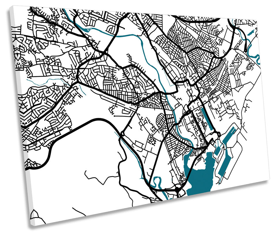 Cardiff Map City Wales Minimalistic Modern