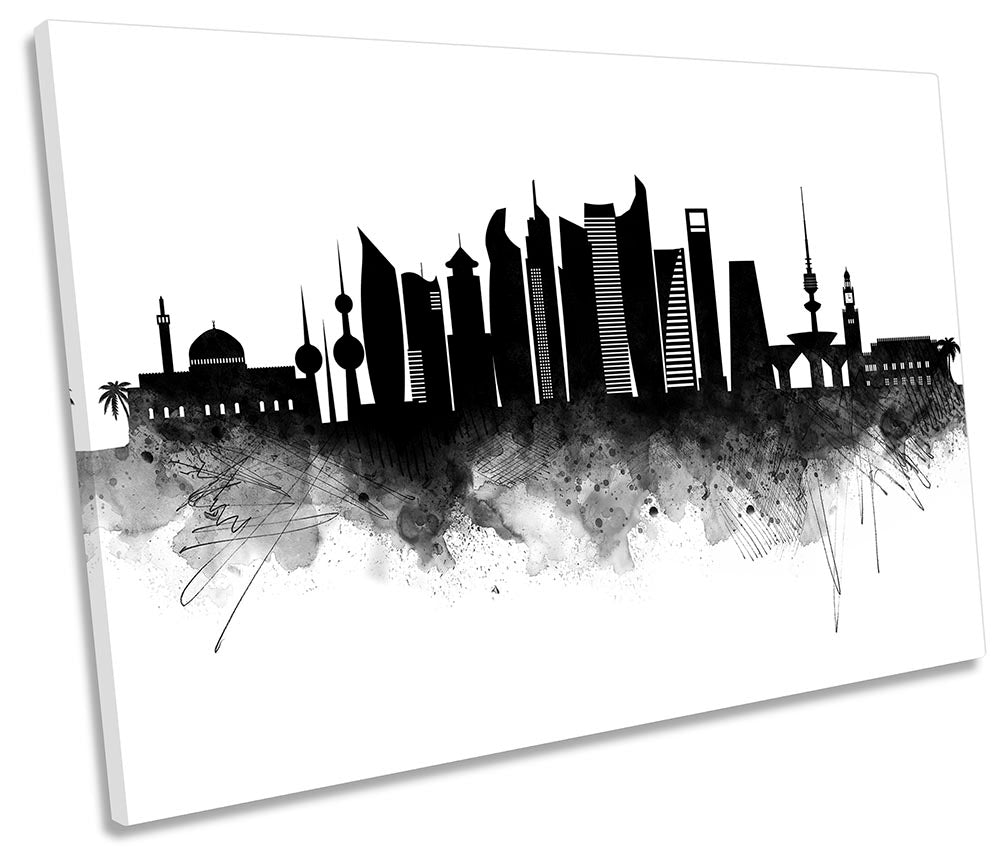 Kuwait City Abstract Skyline Black