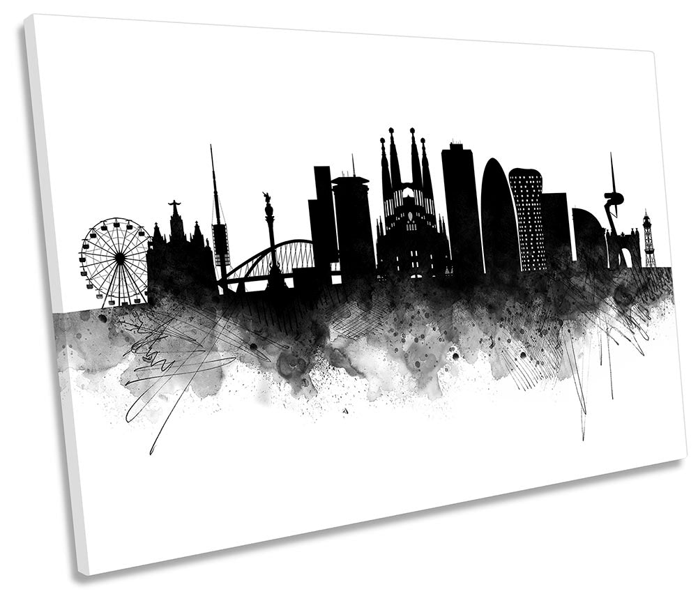 Barcelona Abstract City Skyline Black