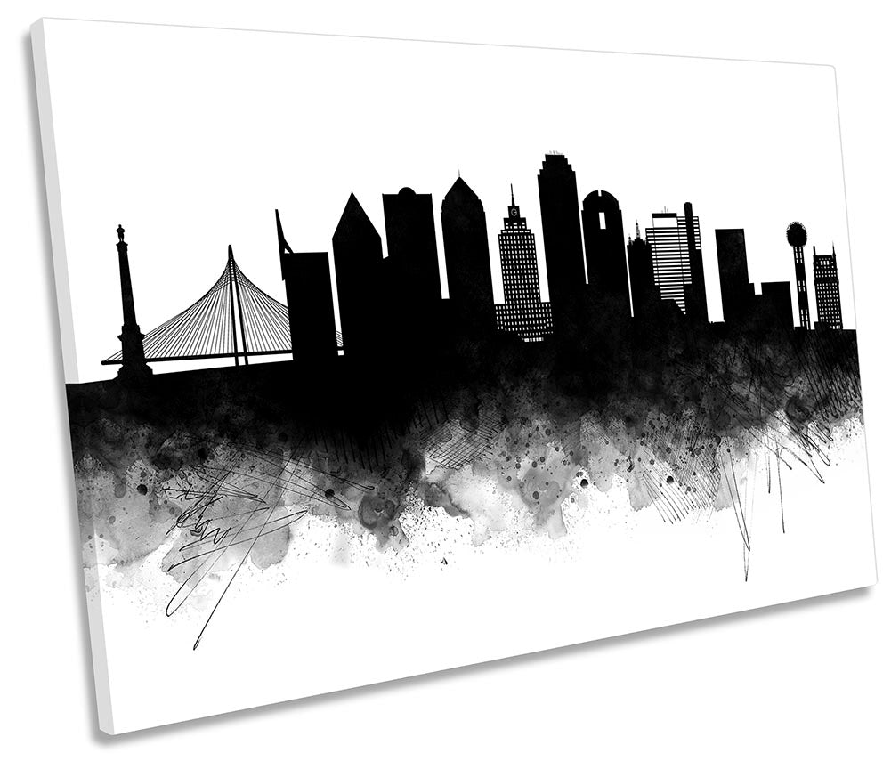 Dallas Abstract City Skyline Black