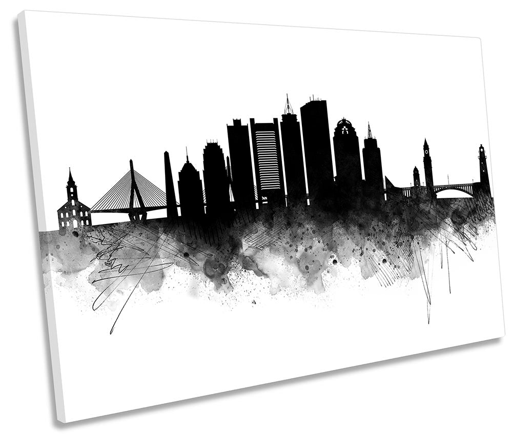 Boston Abstract City Skyline Black