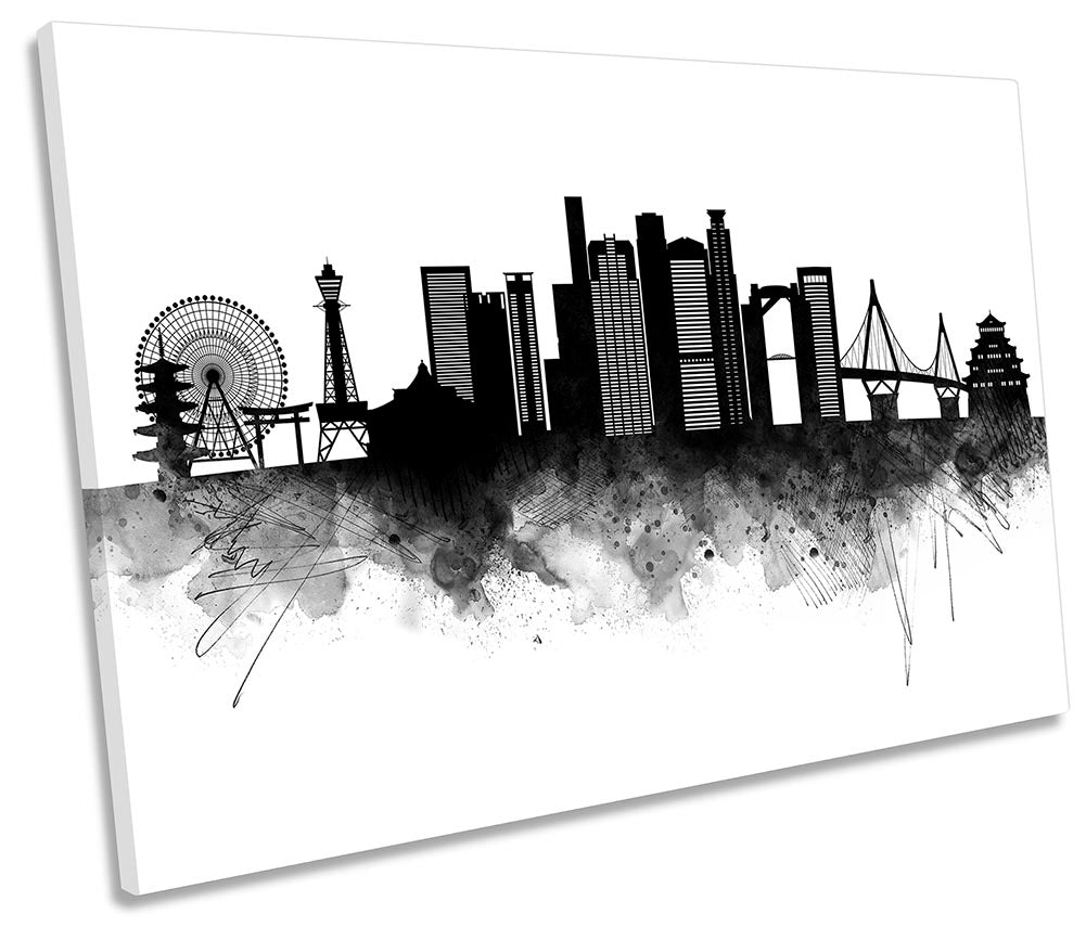 Osaka Abstract City Skyline Black