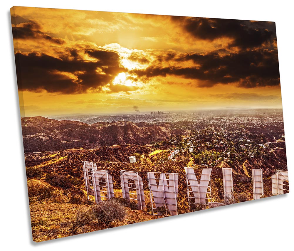 Hollywood Sign Sunset Orange