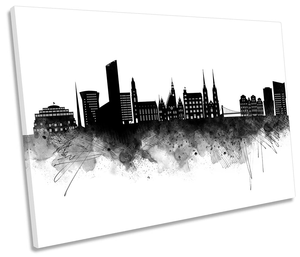 Wroclaw Abstract City Skyline Black