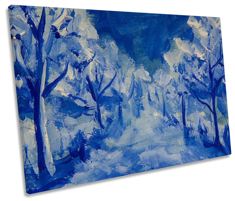 Winter Trees Landscape Blue