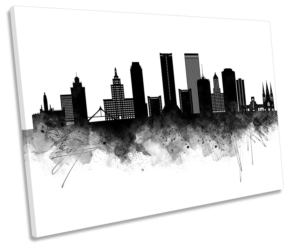 Tulsa Abstract City Skyline Black