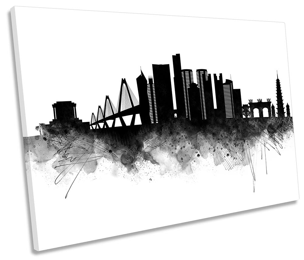 Hanoi Abstract City Skyline Black