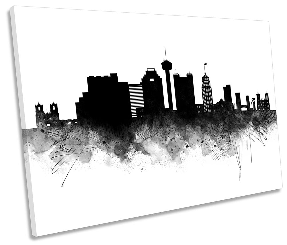 San Antonio Abstract City Skyline Black