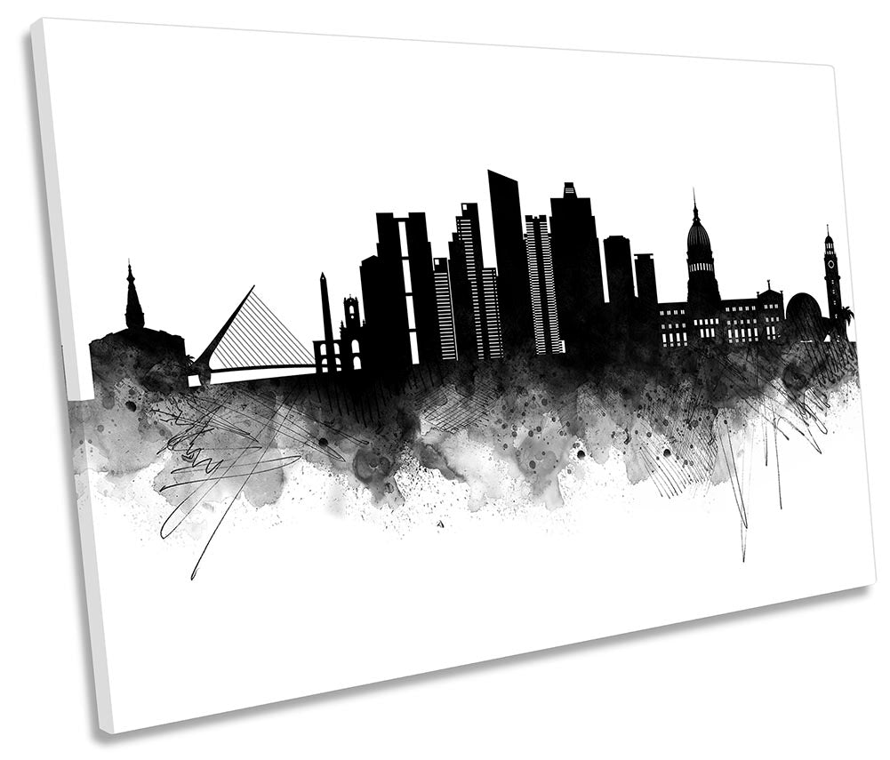 Buenos Aires Abstract City Skyline Black