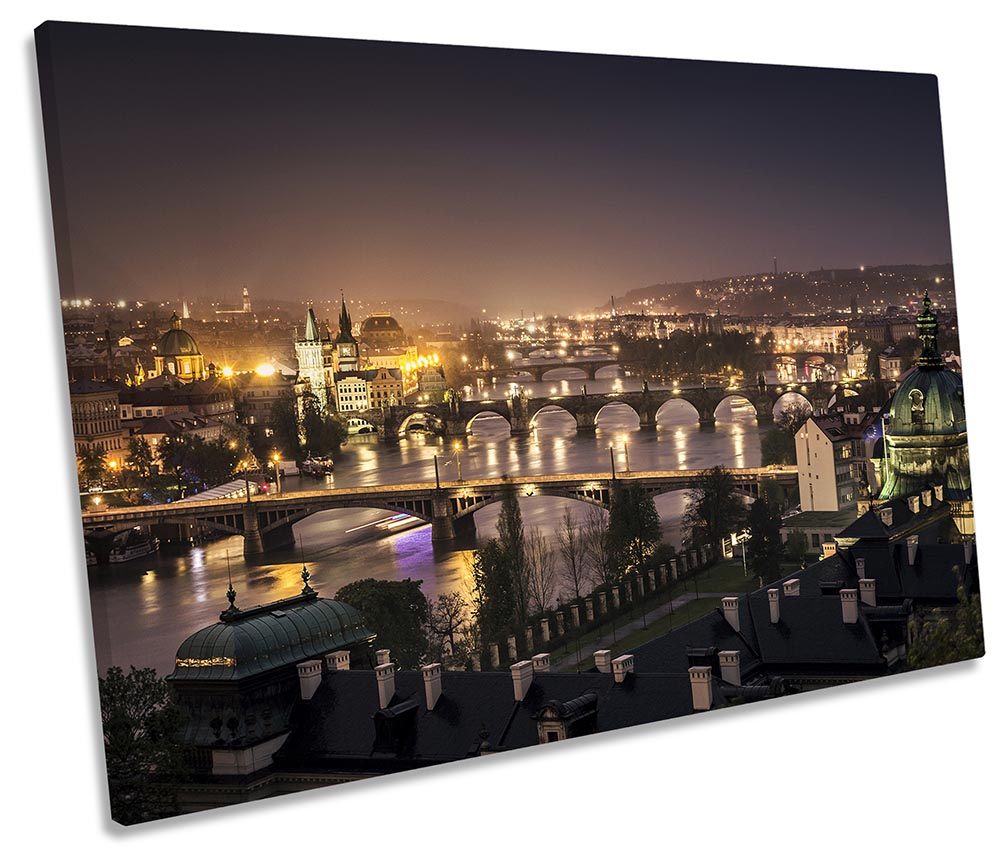 Prague Night Skyline