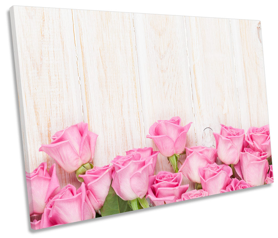 Pink Flowers Floorboards Floral