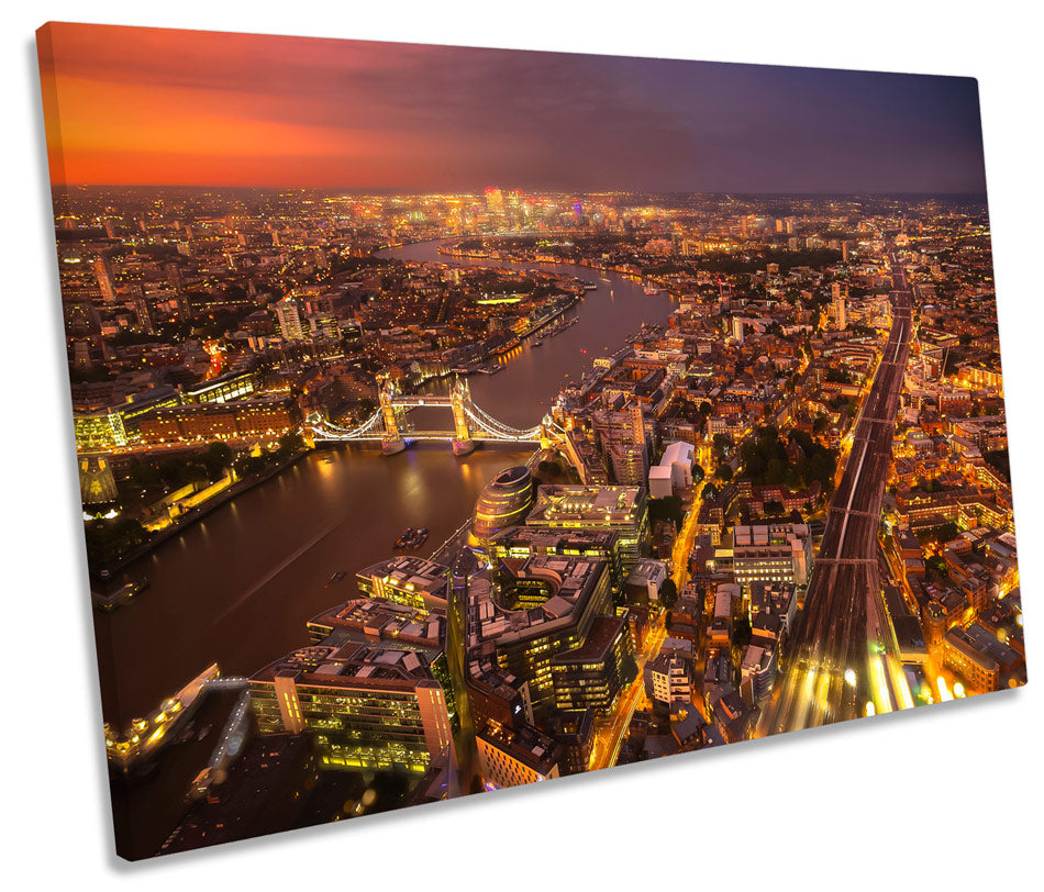 London Skyline Aerial Dusk