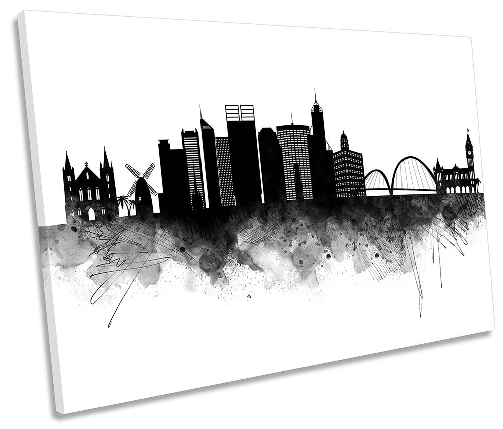 Perth Abstract City Skyline Black