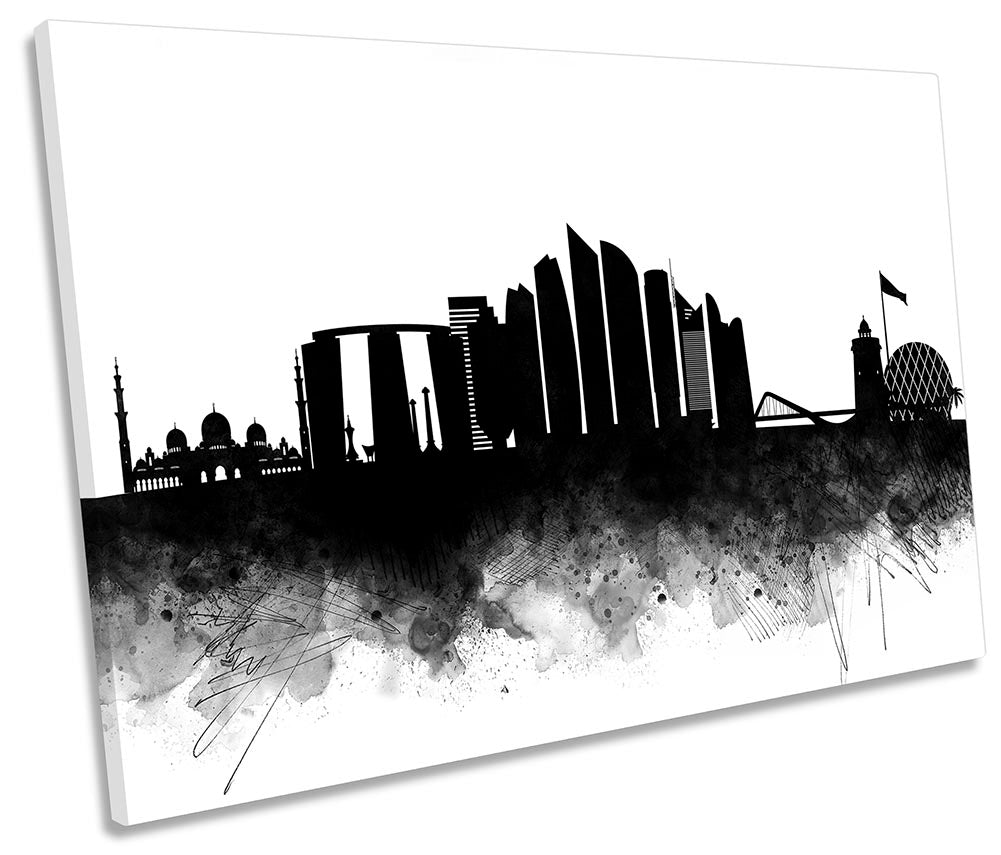 Abu Dhabi Abstract City Skyline Black