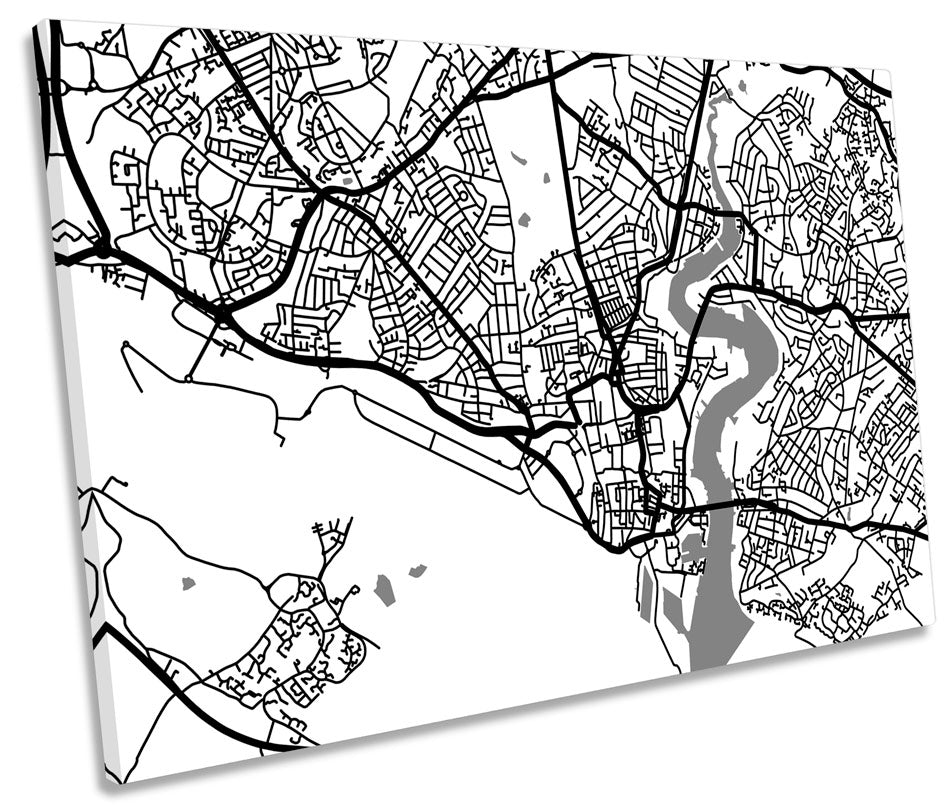 Southampton Map City Minimalistic B&W