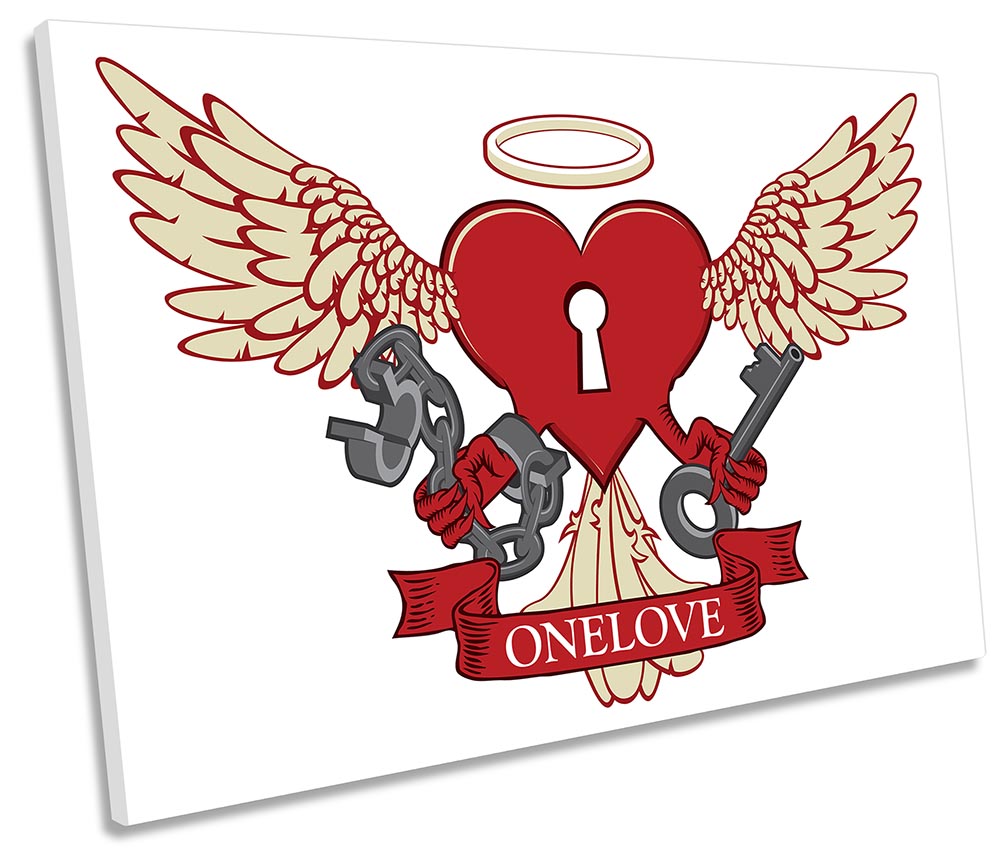 One Love Heart Angel Wings Red