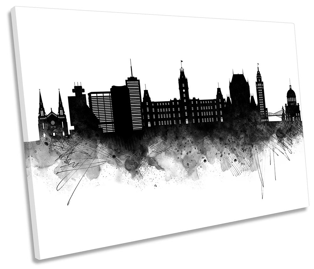 Quebec Abstract City Skyline Black