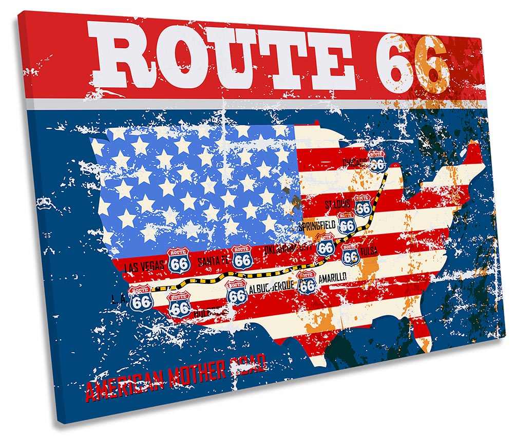 Route 66 American Map Red