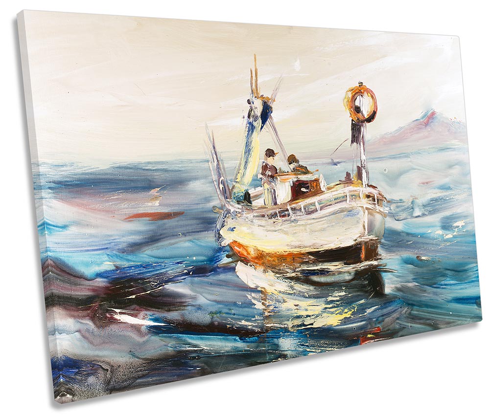 Fishing Boat Seascape Repro