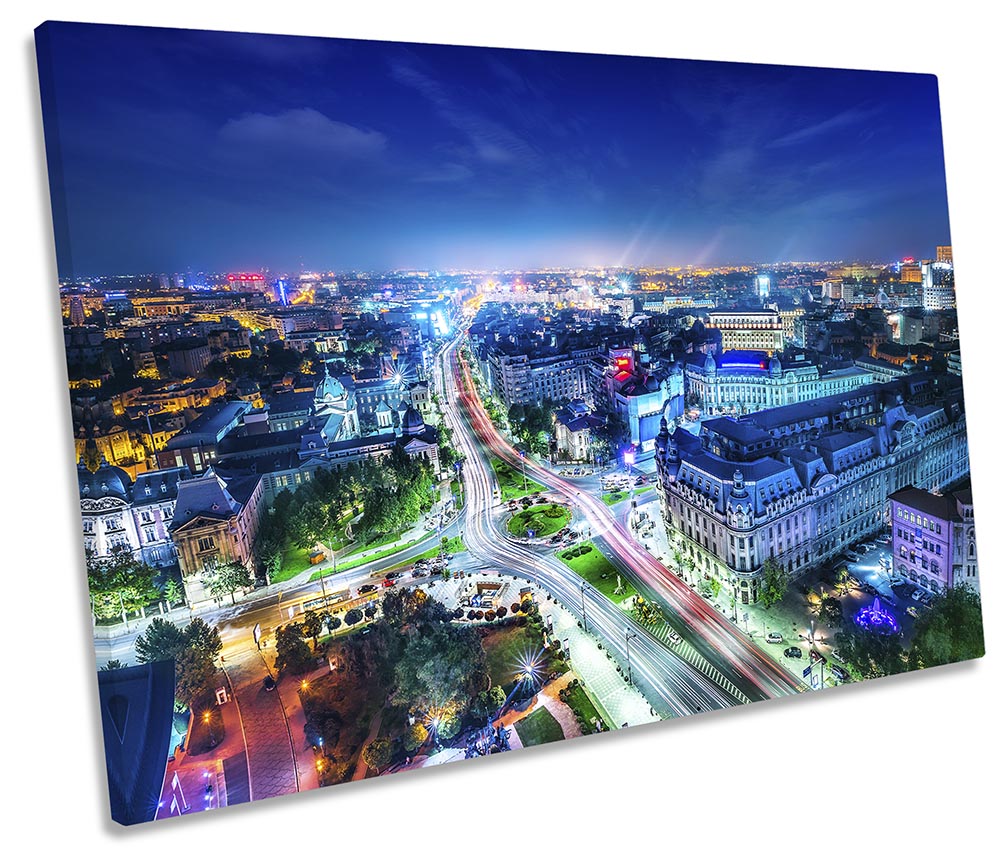 Bucharest City Skyline Blue