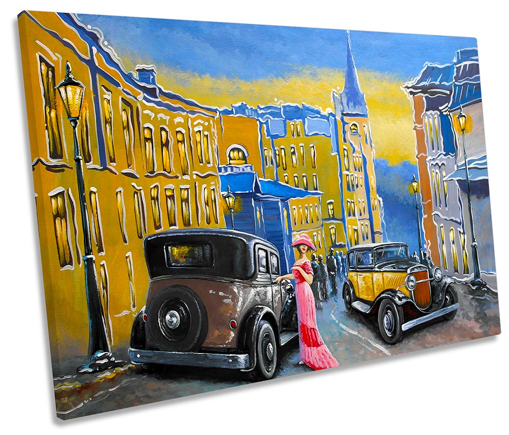 Art Deco Old City Car Multi-Coloured