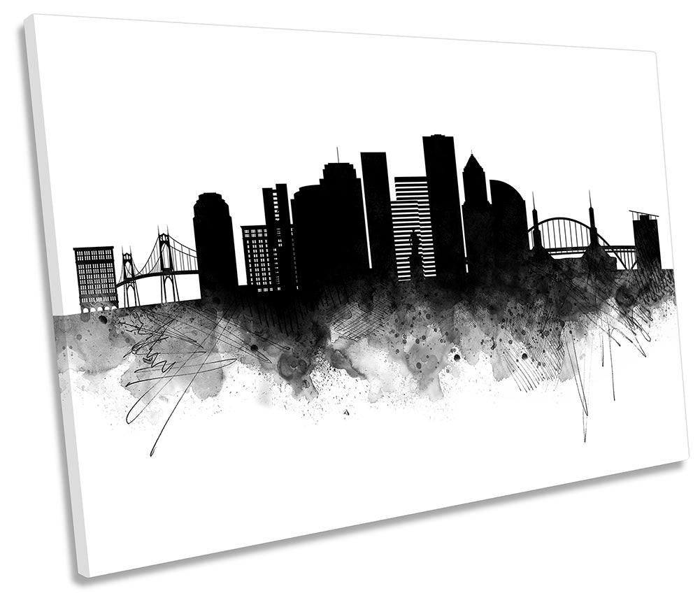 Portland Abstract City Skyline Black