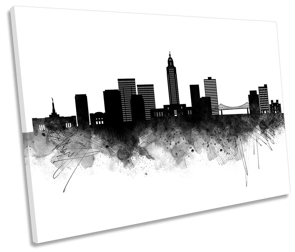 Baton Rouge Abstract City Skyline Black