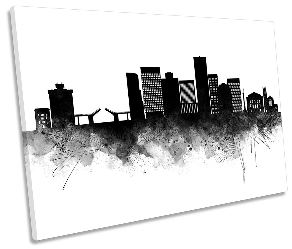 Norfolk USA Abstract City Skyline Black