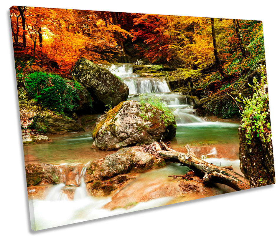 Autumn Forest Landscape River Waterfall