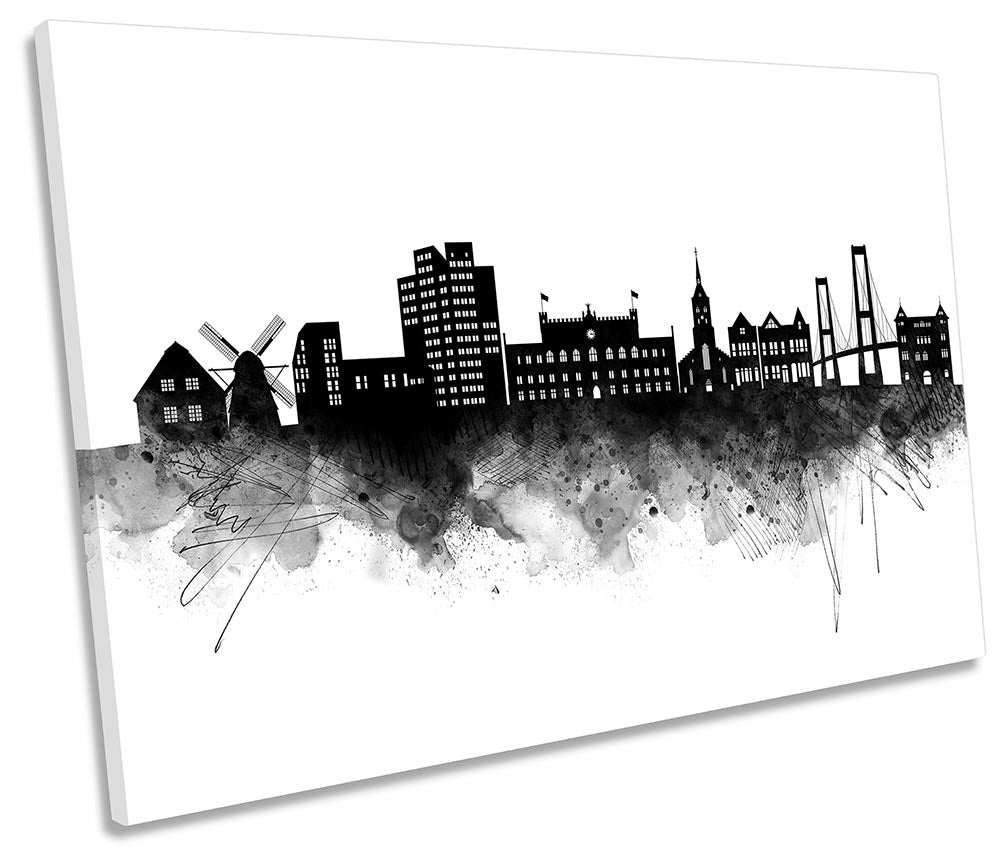 Odense Abstract City Skyline Black