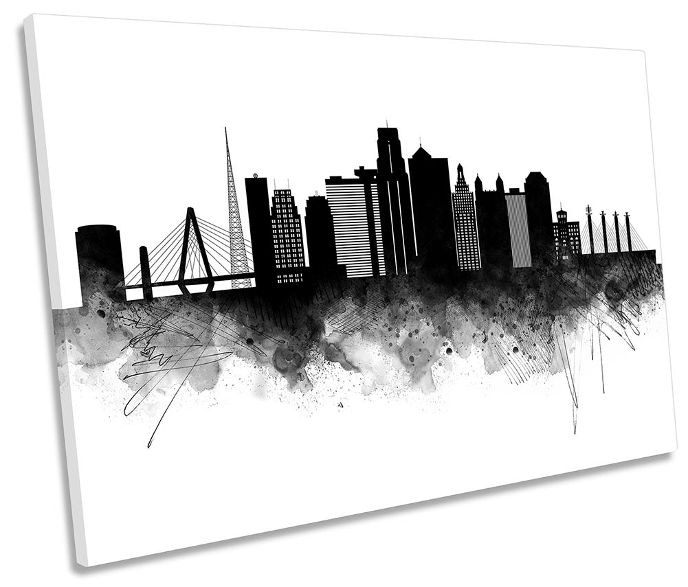 Kansas City Abstract Skyline Black