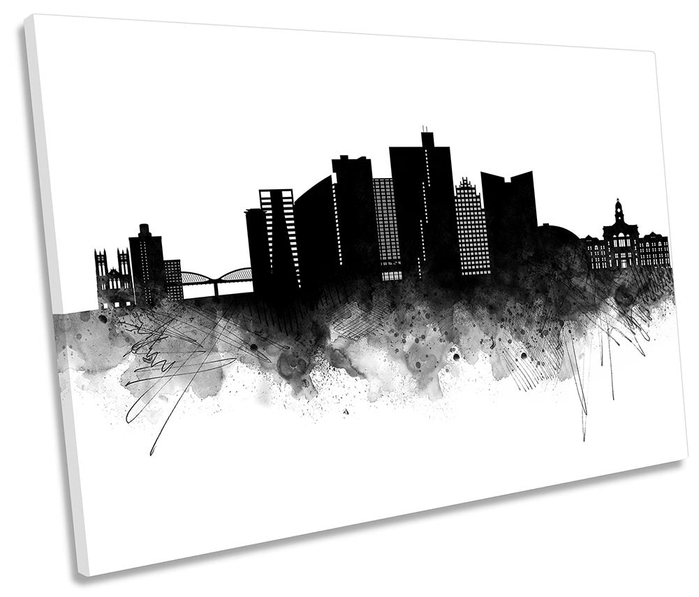 Forth Worth Abstract City Skyline Black