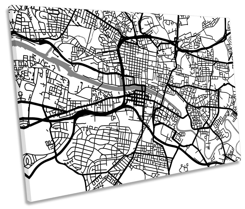 Glasgow Map City Minimalistic Modern B&W