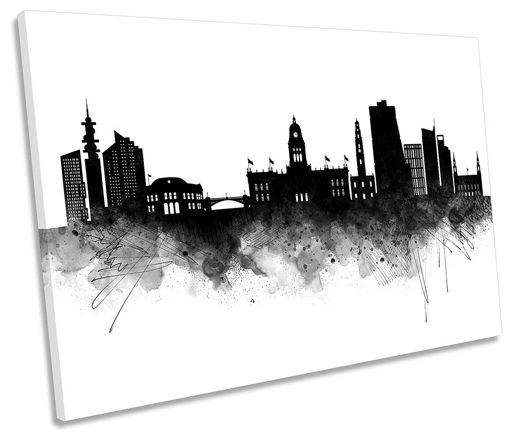 Leeds Abstract City Skyline Black