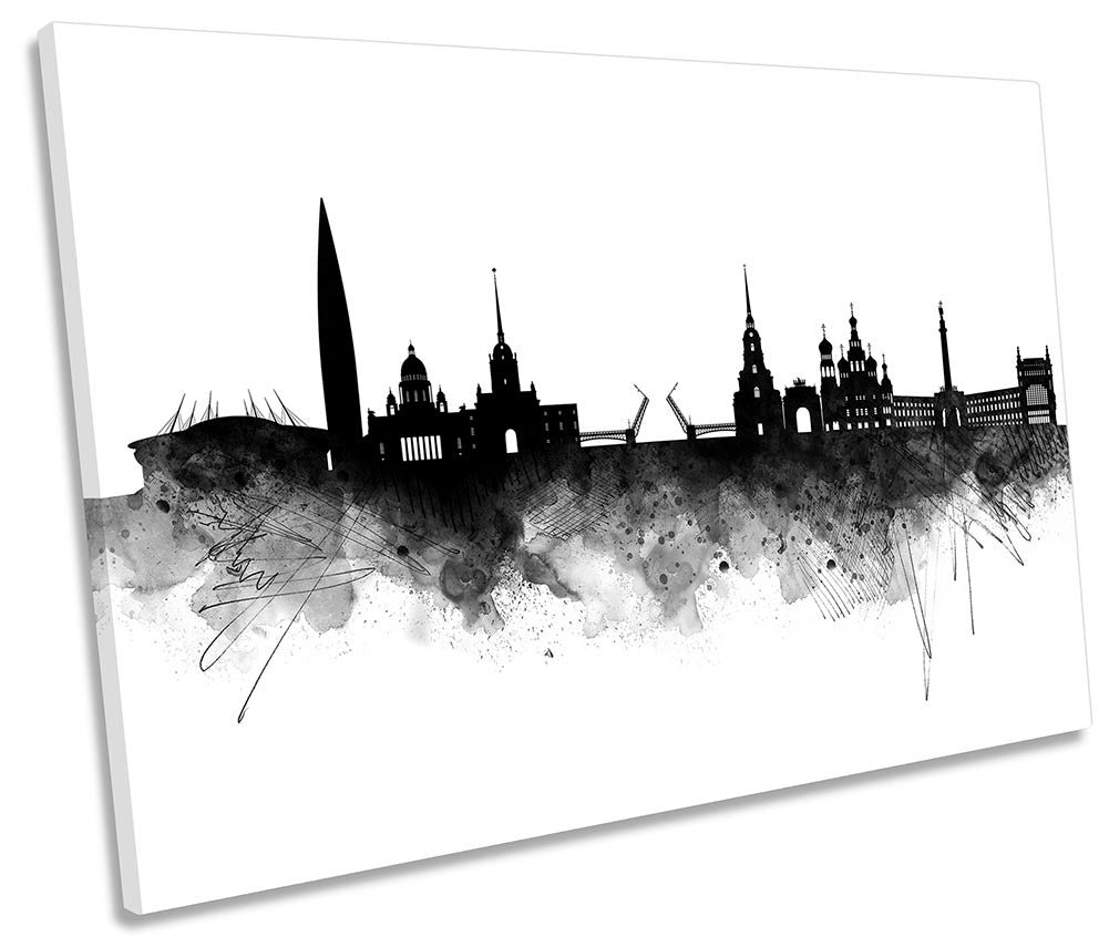 St Petersburg Abstract City Skyline Black