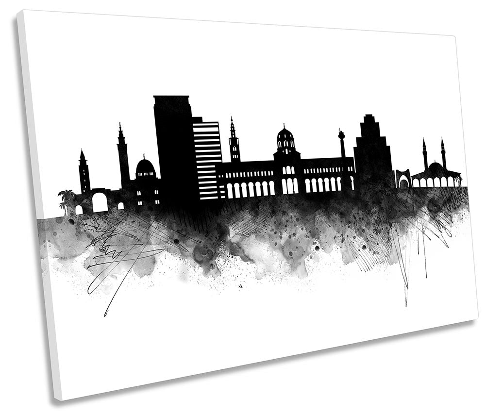 Damascus Abstract City Skyline Black