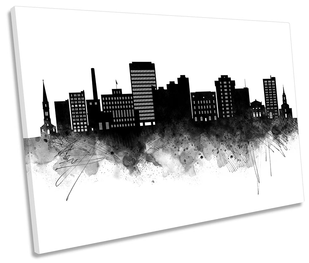 Utica Abstract City Skyline Black