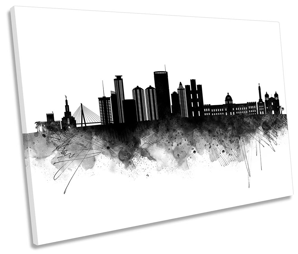 Santo Domingo Abstract City Skyline Black