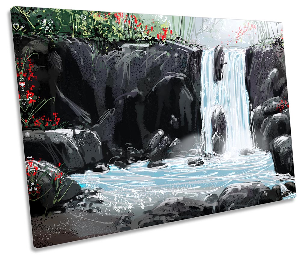 Waterfall Landscape Modern Multi-Coloured