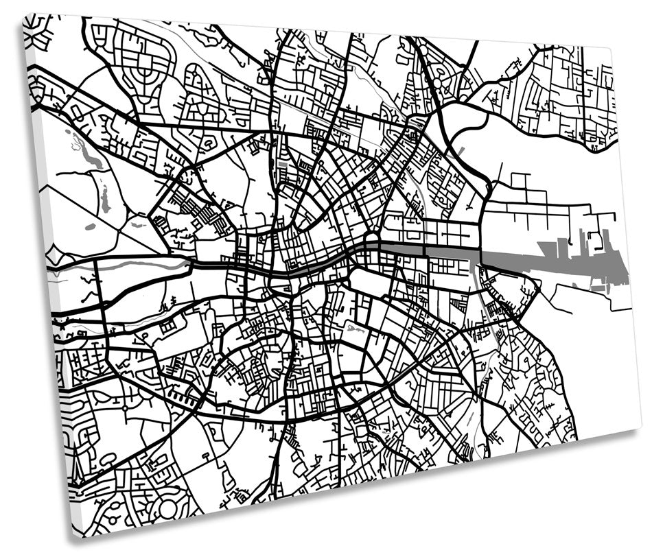 Dublin Map City Minimalistic Ireland B&W