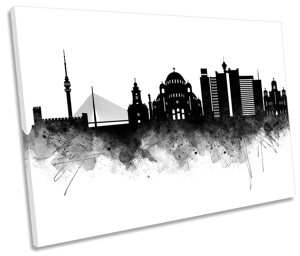 Belgrade Abstract City Skyline Black