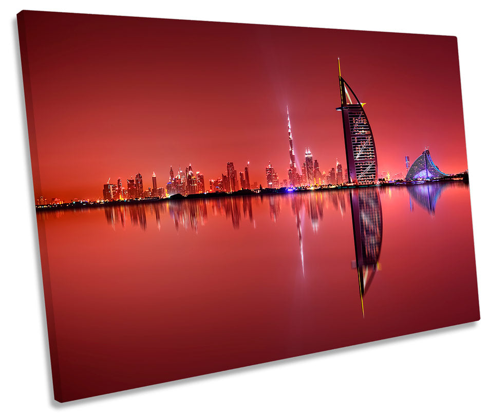 Dubai Skyline Red Sunset