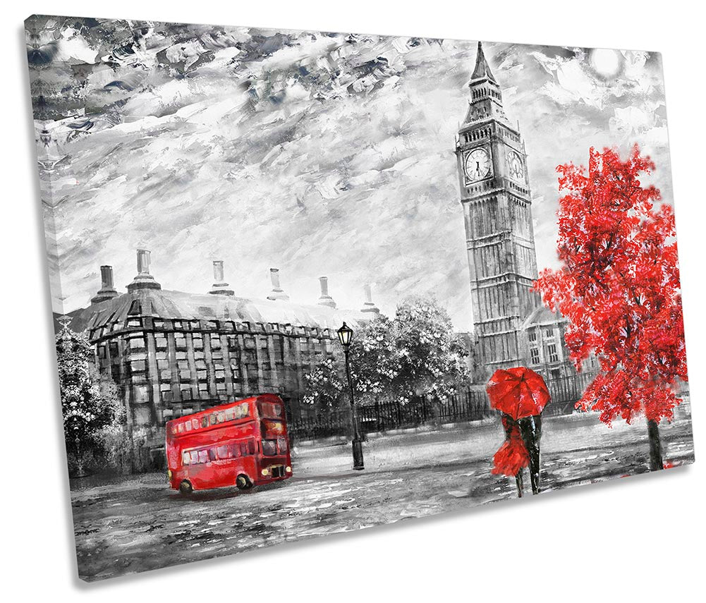 London Bus Big Ben Floral Red