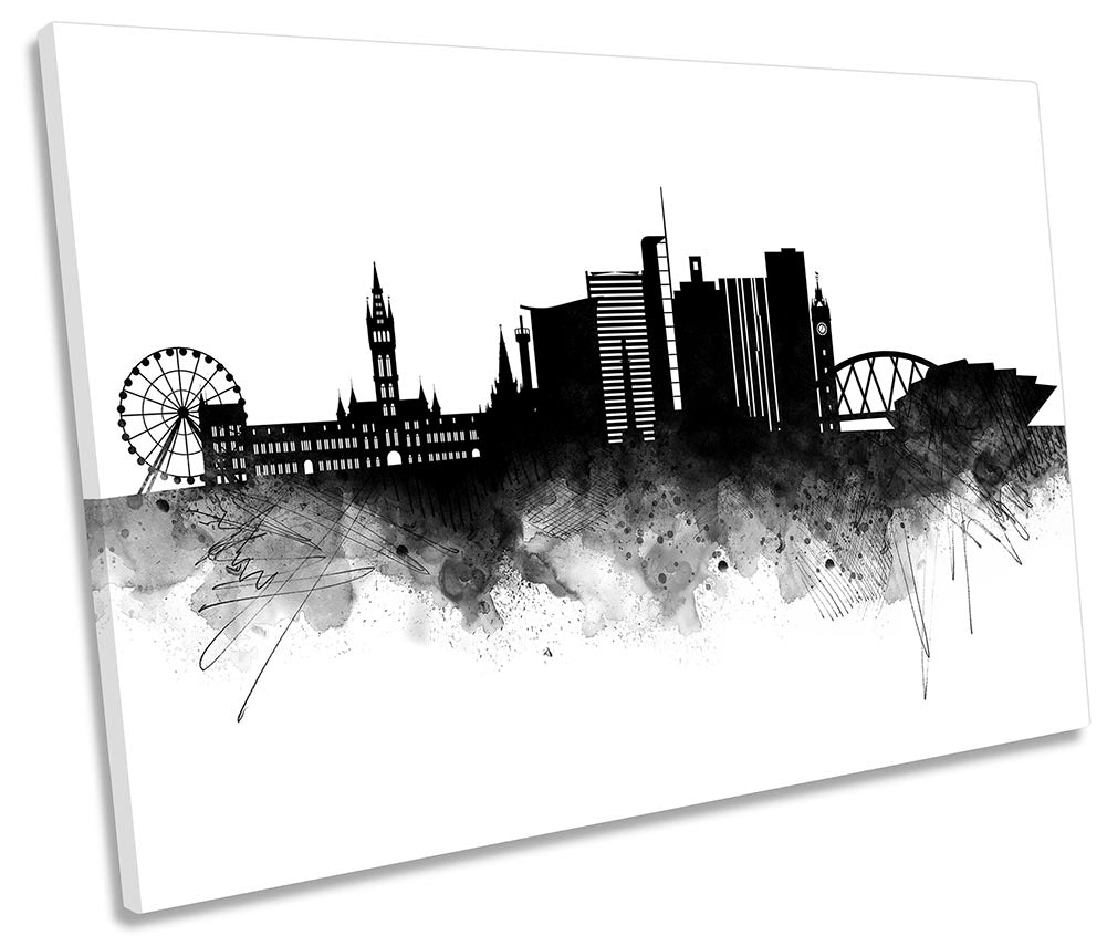 Glasgow Abstract City Skyline Black