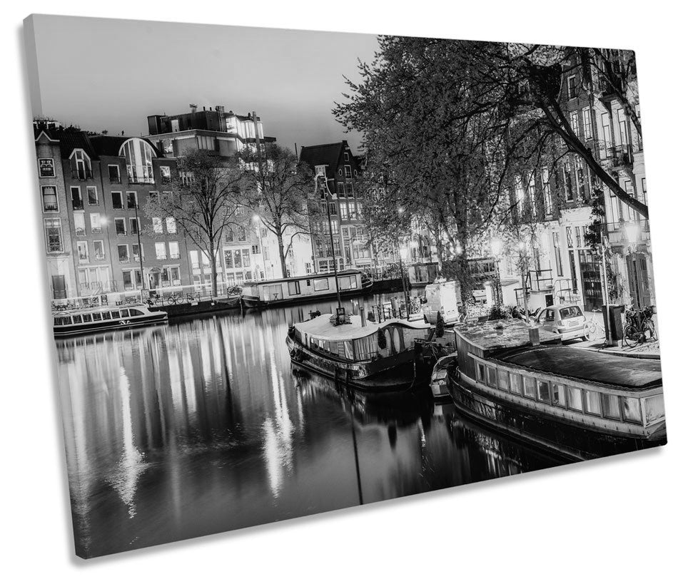 Amsterdam Canal City Night B&W