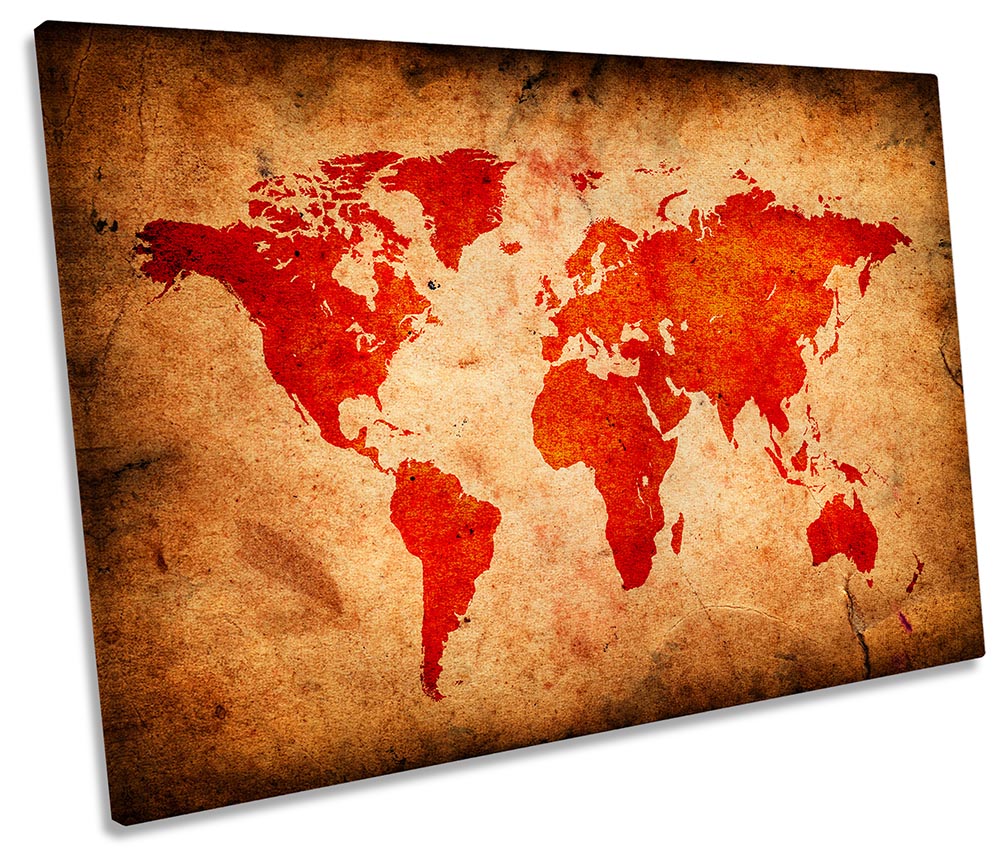 Grunge World Map Red