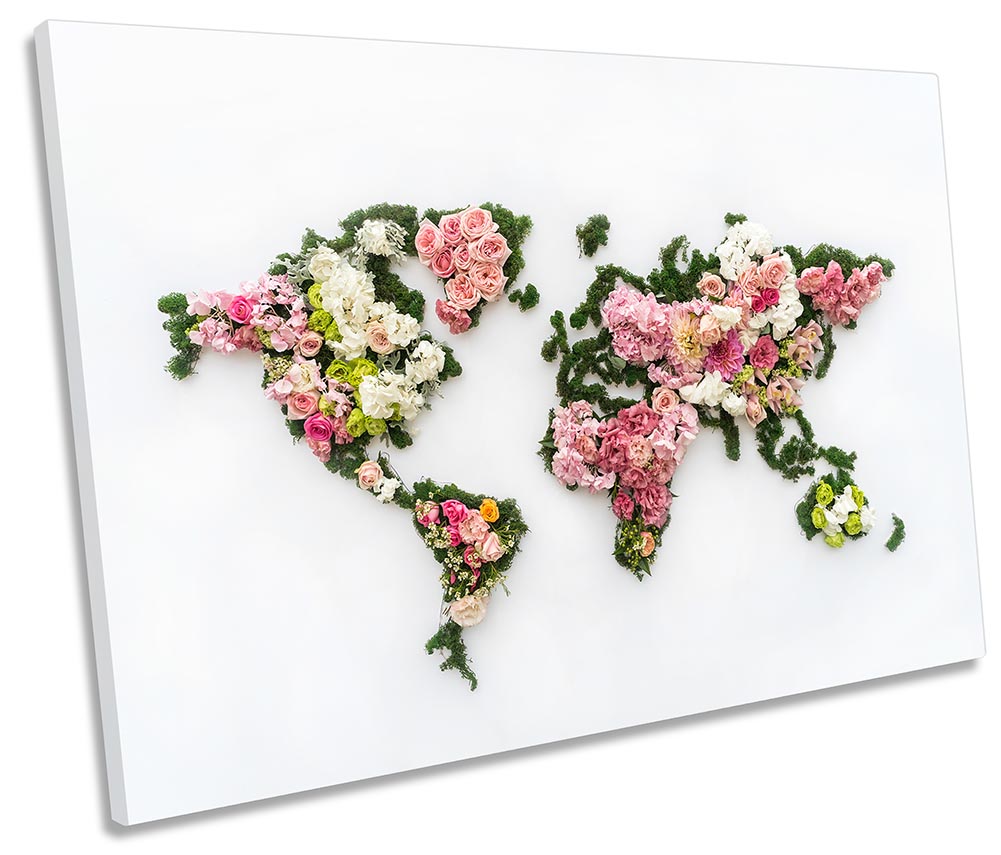 World Map Floral Flowers