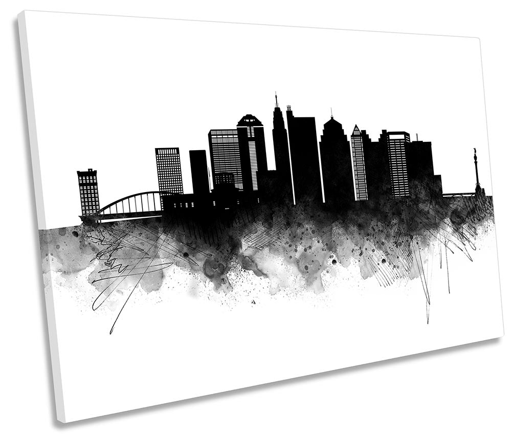 Columbus Abstract City Skyline Black