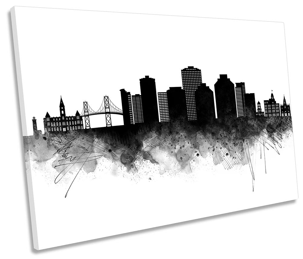 Halifax USA Abstract City Skyline Black